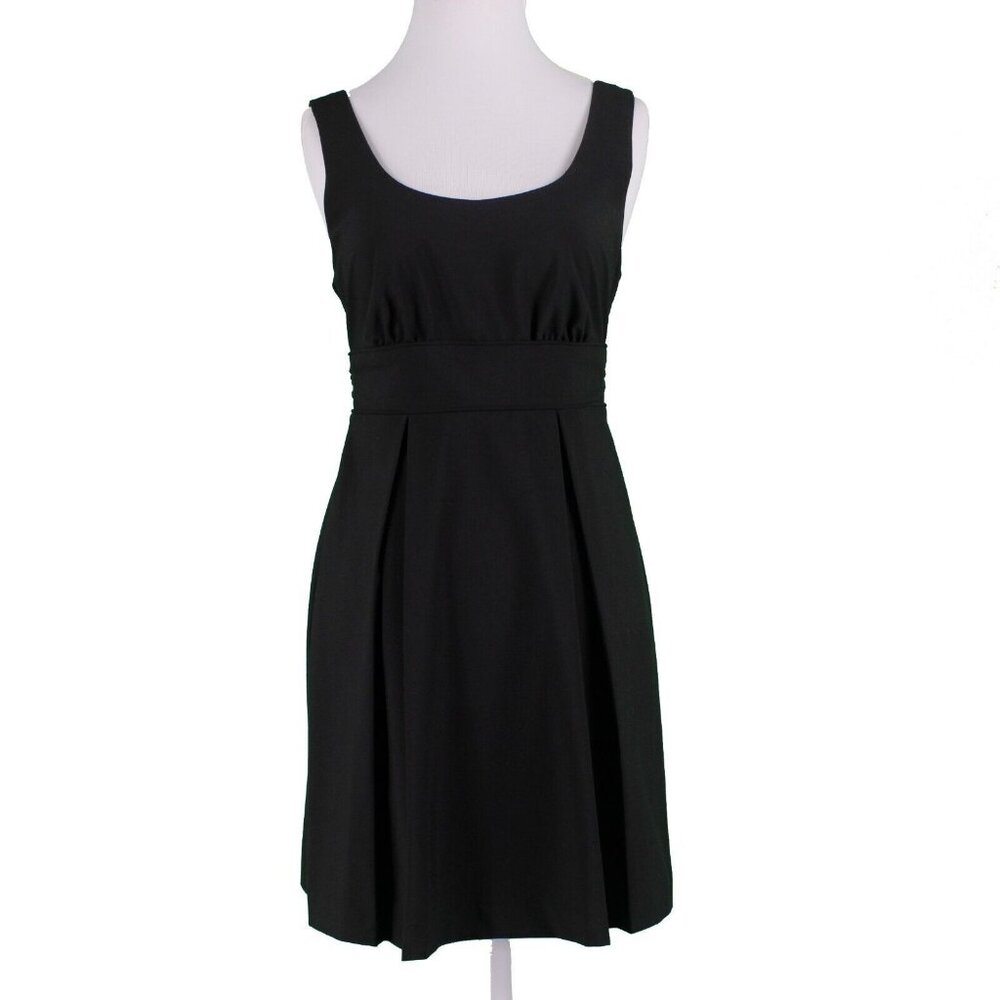 Grass Collection Sz 3 Black Self Tie Double Scoop Pleated Poly Blend Woven Dress